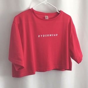 Ryderwear Cropped Mesh Tee Pink & White  fit Small Medium or Large
